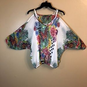 Madison Paige white butterfly print shirt